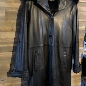 Leather and fur coat